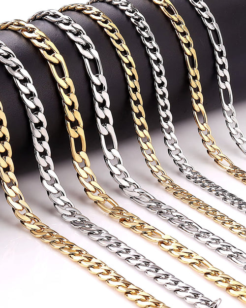 Figaro-Ketten Silber und Gold